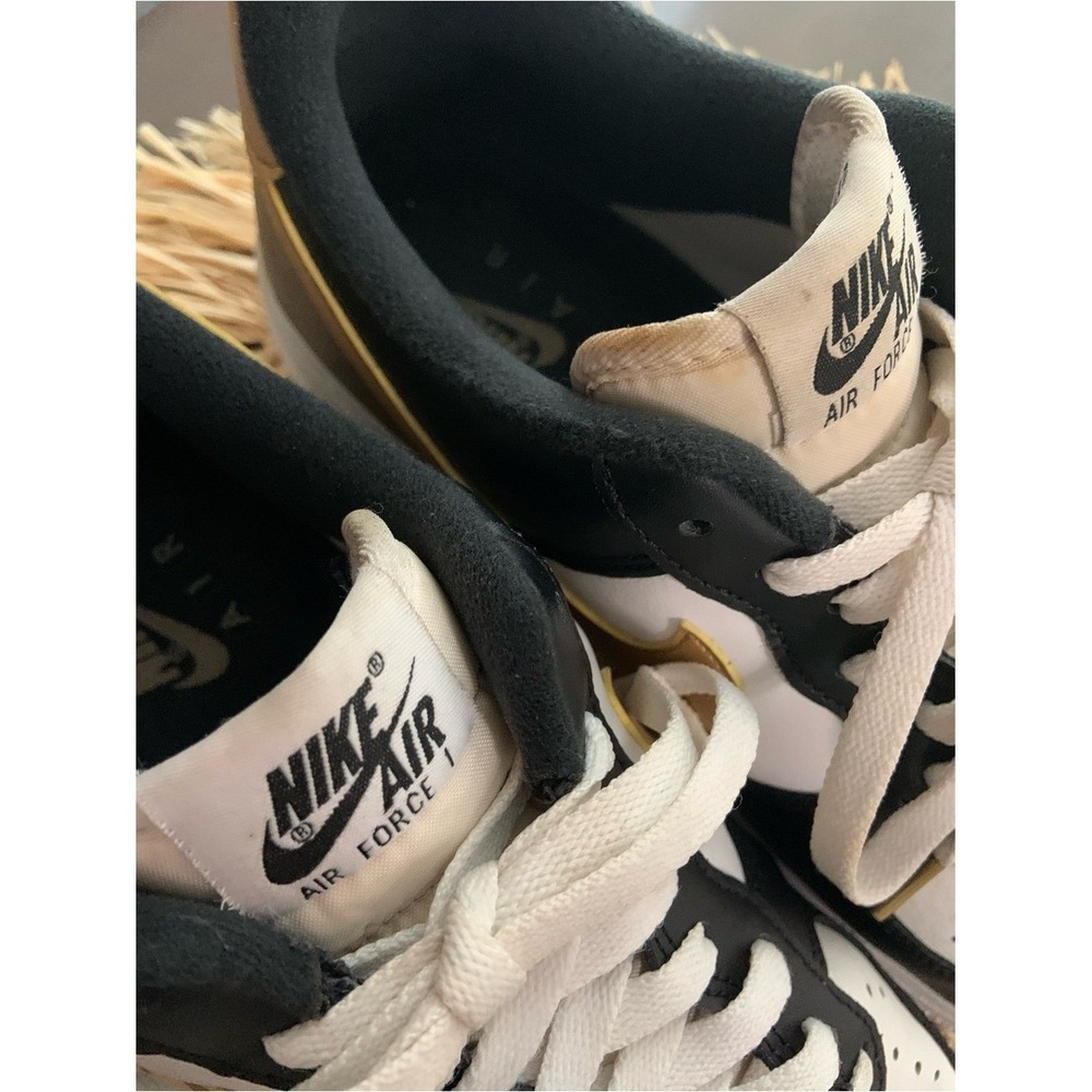 NIKE Men's Air Force One Black White Gold Sneakers Size‎ 10.5 - Picture 6 of 16